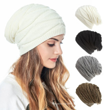 Hot Sale Women Winter warm Plush outdoor warm hat cap knitted beanie cap